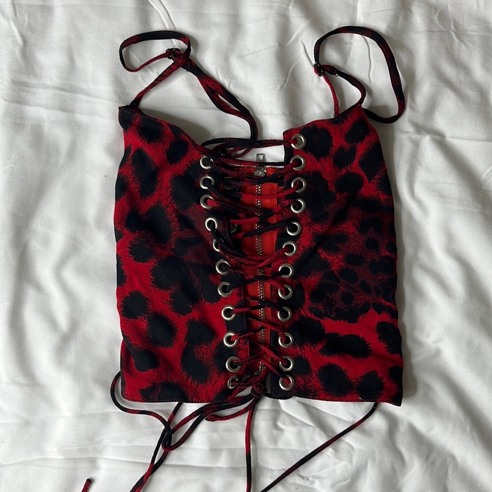 LF - Red Tie Top Open front/ Open back